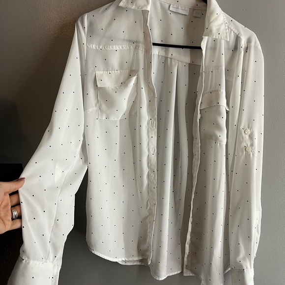 White with navy polka dots - Picture 1 of 2